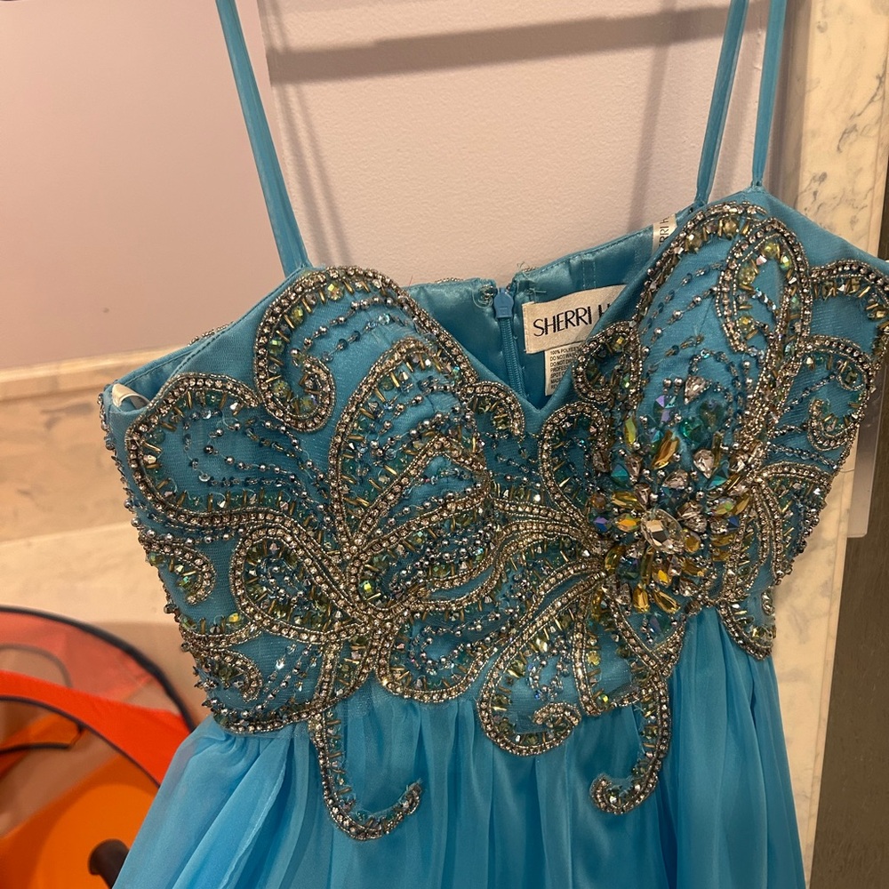 Sherri Hill Blue Embellished Dress